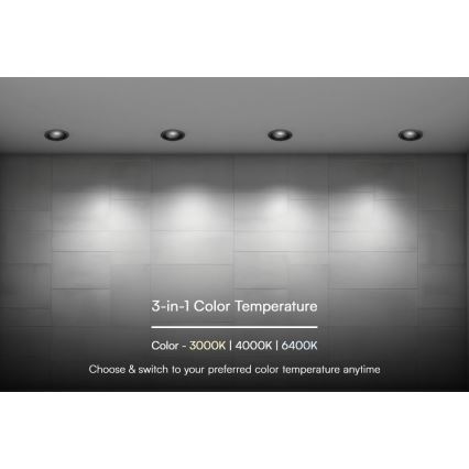LED-Einbauleuchte LED/18W/230V 3000/4000/6400K ø 10,6 cm schwarz