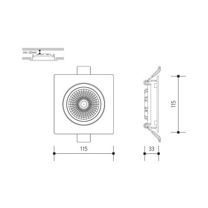 LED-Einbauleuchte LED/18W/230V 4000K 11,5x11,5 cm weiß