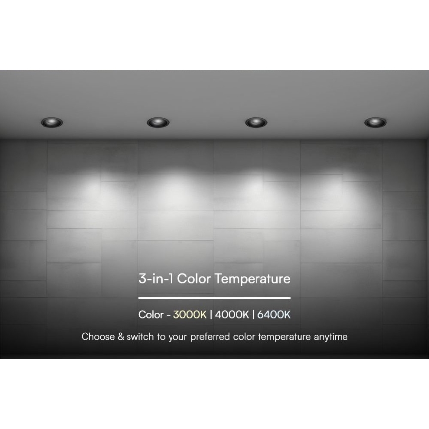 LED-Einbauleuchte LED/24W/230V 3000/4000/6400K ø 13,5 cm schwarz