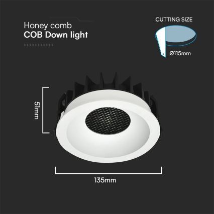 LED-Einbauleuchte LED/24W/230V 3000/4000/6400K ø 13,5 cm weiß