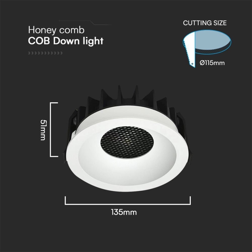 LED-Einbauleuchte LED/24W/230V 3000/4000/6400K ø 13,5 cm weiß