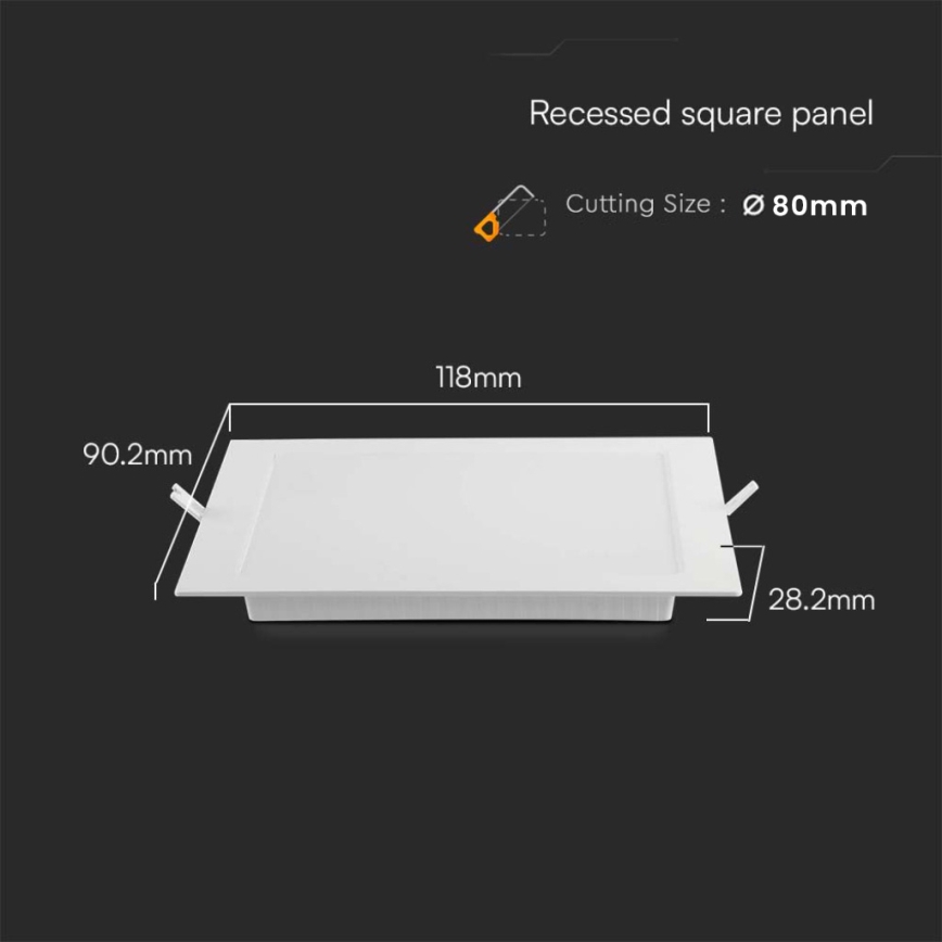 LED-Einbauleuchte LED/3W/230V 9x9 cm 6500K weiß