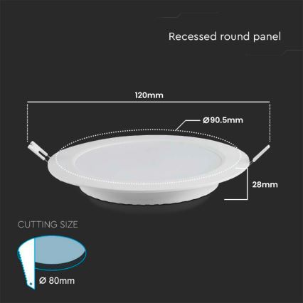 LED-Einbauleuchte LED/3W/230V d 9,5 cm 6500K weiß