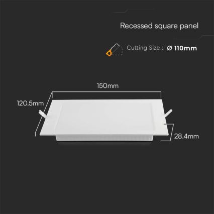 LED-Einbauleuchte LED/6W/230V 12x12 cm 3000K weiß
