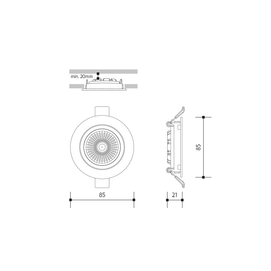 LED-Einbauleuchte LED/6W/230V 4000K d 8,5 cm weiß