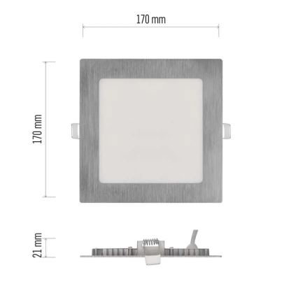 LED-Einbauleuchte NEXXO LED/12,5W/230V 3000/3500/4000K silber 17x17 cm