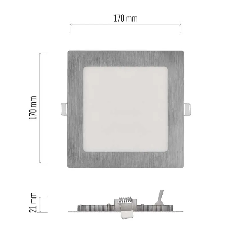 LED-Einbauleuchte NEXXO LED/12,5W/230V 3000/3500/4000K silber 17x17 cm
