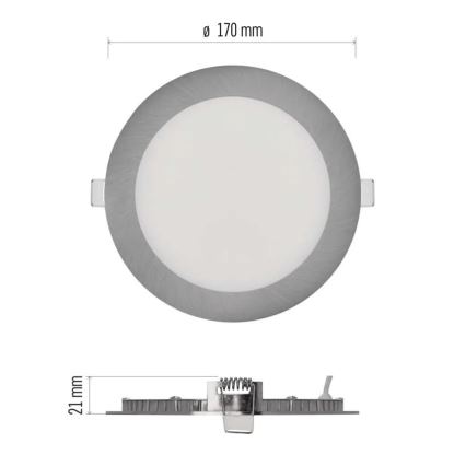 LED-Einbauleuchte NEXXO LED/12,5W/230V 3000/3500/4000K, silber, Ø 17 cm