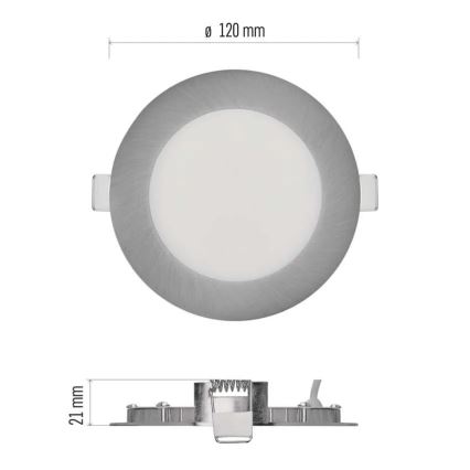 LED-Einbauleuchte NEXXO LED/7W/230V 3000/3500/4000K, silber, Ø 12 cm