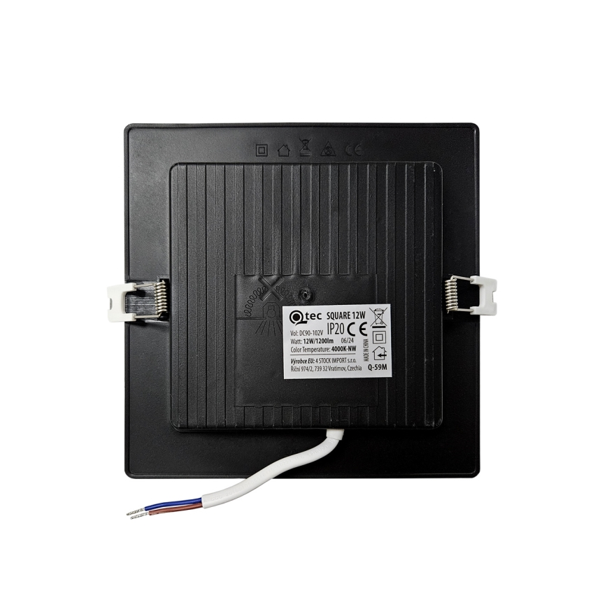 LED-Einbauleuchte SQUARE LED/12W/230V 4000K 17x17 cm schwarz