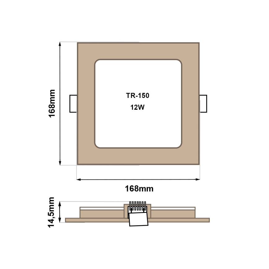LED-Einbauleuchte SQUARE LED/12W/230V 4200K 16,8x16,8 cm braun