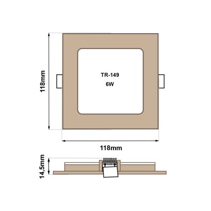 LED-Einbauleuchte SQUARE LED/6W/230V 4200K 11,8x11,8 cm braun
