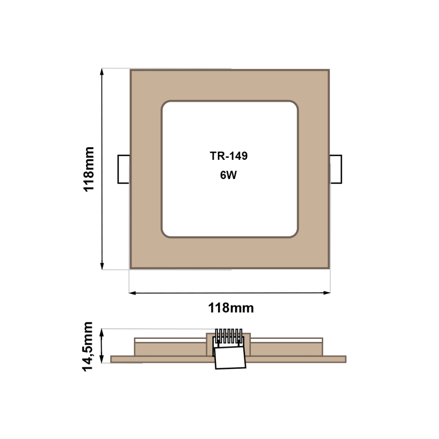 LED-Einbauleuchte SQUARE LED/6W/230V 4200K 11,8x11,8 cm braun