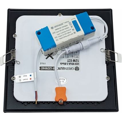 LED-Einbauleuchte VEGA LED/12W/230V 2900/3900/5800K 17,5x17,5 cm schwarz