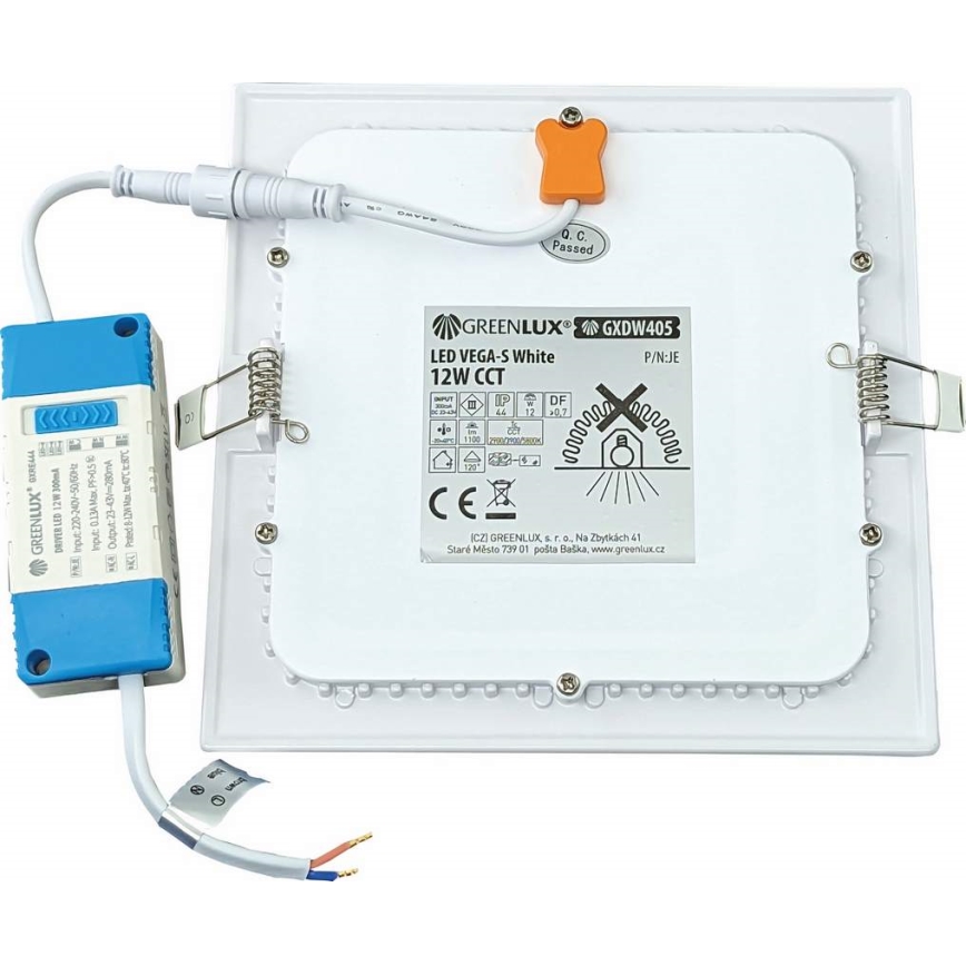 LED-Einbauleuchte VEGA LED/12W/230V 2900/3900/5800K 17,5x17,5 cm weiß