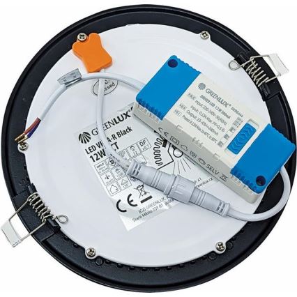 LED-Einbauleuchte VEGA LED/12W/230V 2900/3900/5800K d 17,5 cm schwarz