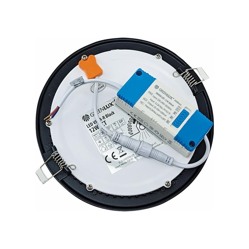 LED-Einbauleuchte VEGA LED/12W/230V 2900/3900/5800K d 17,5 cm schwarz