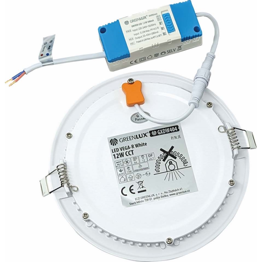 LED-Einbauleuchte VEGA LED/12W/230V 2900/3900/5800K d 17,5 cm weiß