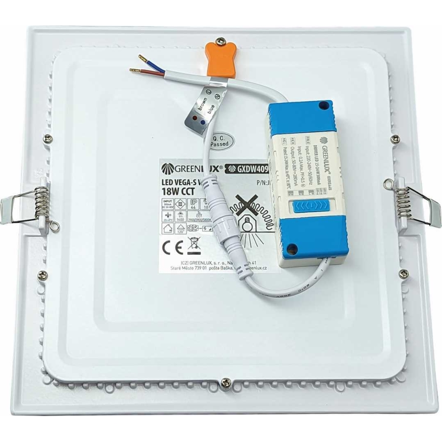 LED-Einbauleuchte VEGA LED/18W/230V 2900/3900/5800K 22,5x22,5 cm weiß