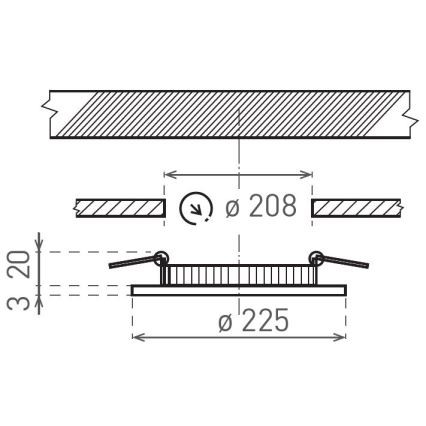 LED-Einbauleuchte VEGA LED/18W/230V 2900/3900/5800K d 22,5 cm schwarz