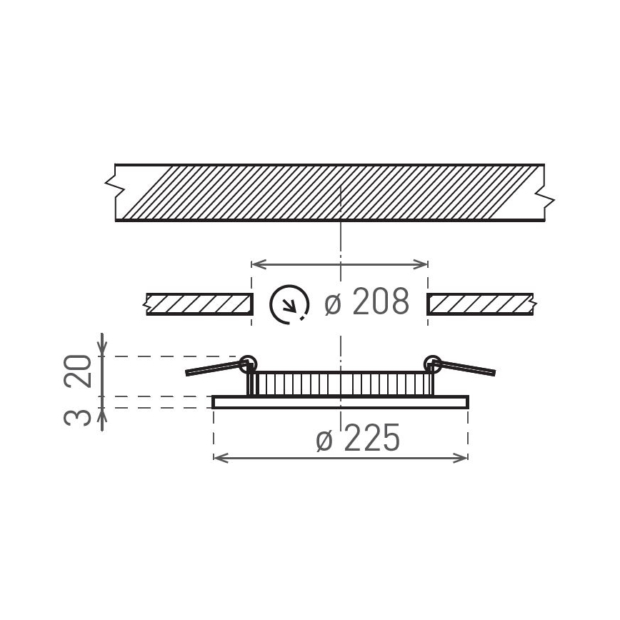 LED-Einbauleuchte VEGA LED/18W/230V 2900/3900/5800K d 22,5 cm schwarz