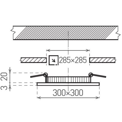 LED-Einbauleuchte VEGA LED/24W/230V 2900/3900/5800K 30x30 cm weiß