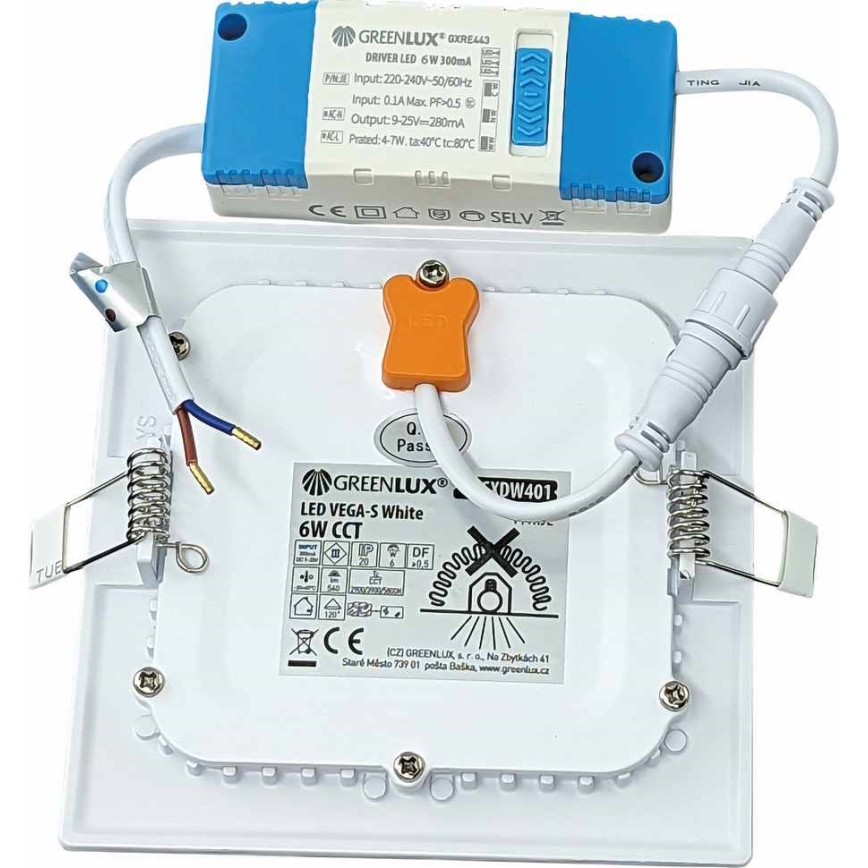 LED-Einbauleuchte VEGA LED/6W/230V 2900/3900/5800K 12,5x12,5 cm weiß