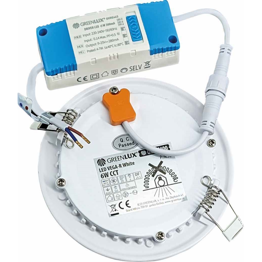 LED-Einbauleuchte VEGA LED/6W/230V 2900/3900/5800K d 12,5 cm weiß