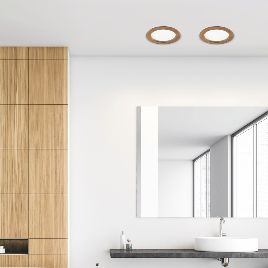 LED Einbauleuchte WOODY SPOT LED/16,5W/230V 4000K Nussbaum Ø 18,5 cm