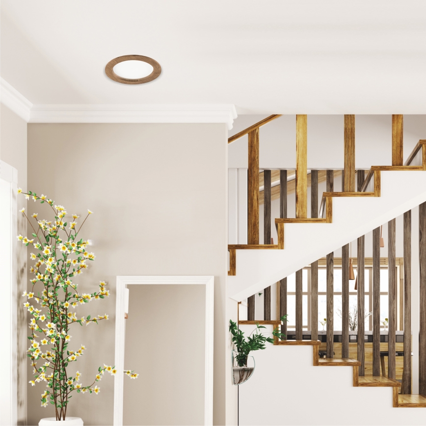 LED Einbauleuchte WOODY SPOT LED/16,5W/230V 4000K Nussbaum Ø 18,5 cm