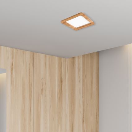 LED-Einbauleuchte WOODY SPOT LED/17W/230V 3000K Eiche 18,5x18,5 cm