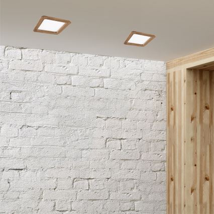 LED-Einbauleuchte WOODY SPOT LED/17W/230V 3000K Walnuss 18,5x18,5 cm