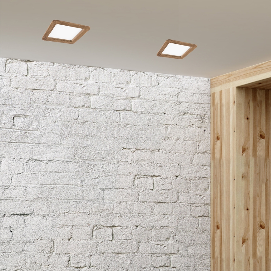 LED-Einbauleuchte WOODY SPOT LED/17W/230V 3000K Walnuss 18,5x18,5 cm