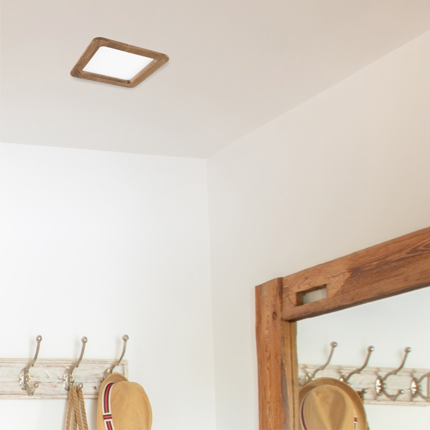 LED-Einbauleuchte WOODY SPOT LED/17W/230V 3000K Walnuss 18,5x18,5 cm
