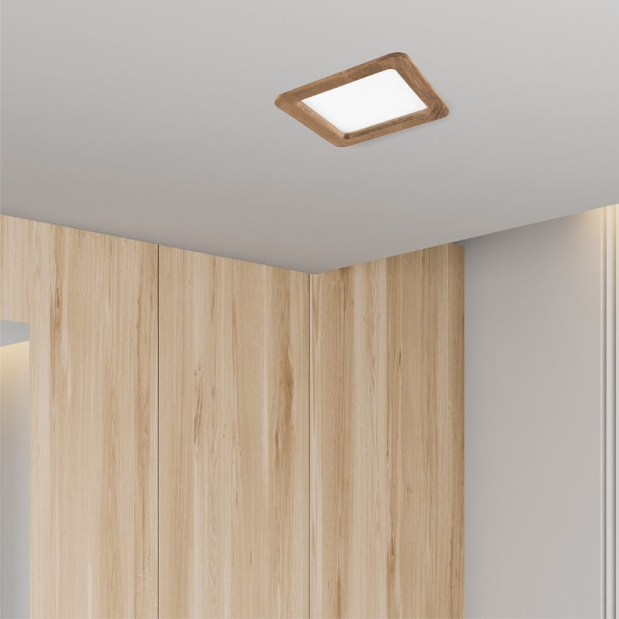 LED-Einbauleuchte WOODY SPOT LED/17W/230V 3000K Walnuss 18,5x18,5 cm