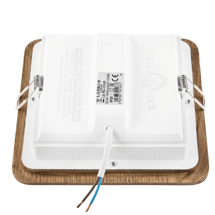 LED-Einbauleuchte WOODY SPOT LED/17W/230V 3000K Walnuss 18,5x18,5 cm