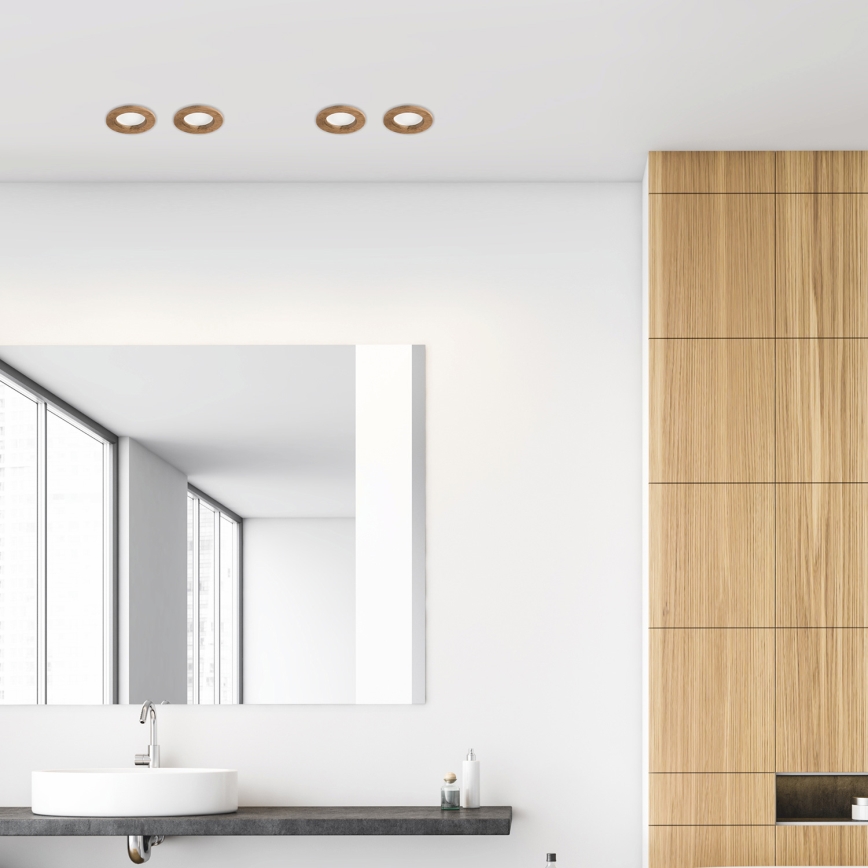 LED Einbauleuchte WOODY SPOT LED/5,5W/230V 4000K Nussbaum Ø 10 cm