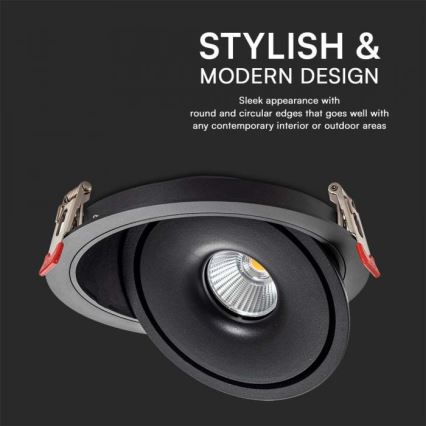 LED Einbaustrahler LED/20W/230V 3000/4000/6400K d 16,5 cm schwarz