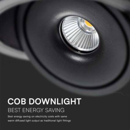 LED Einbaustrahler LED/20W/230V 3000/4000/6400K d 16,5 cm schwarz