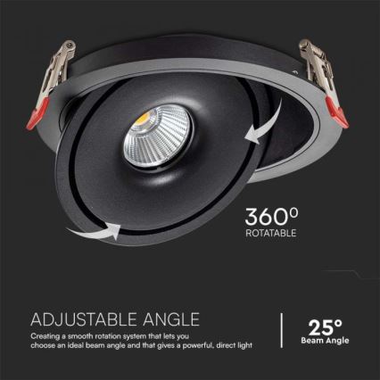 LED Einbaustrahler LED/20W/230V 3000/4000/6400K d 16,5 cm schwarz