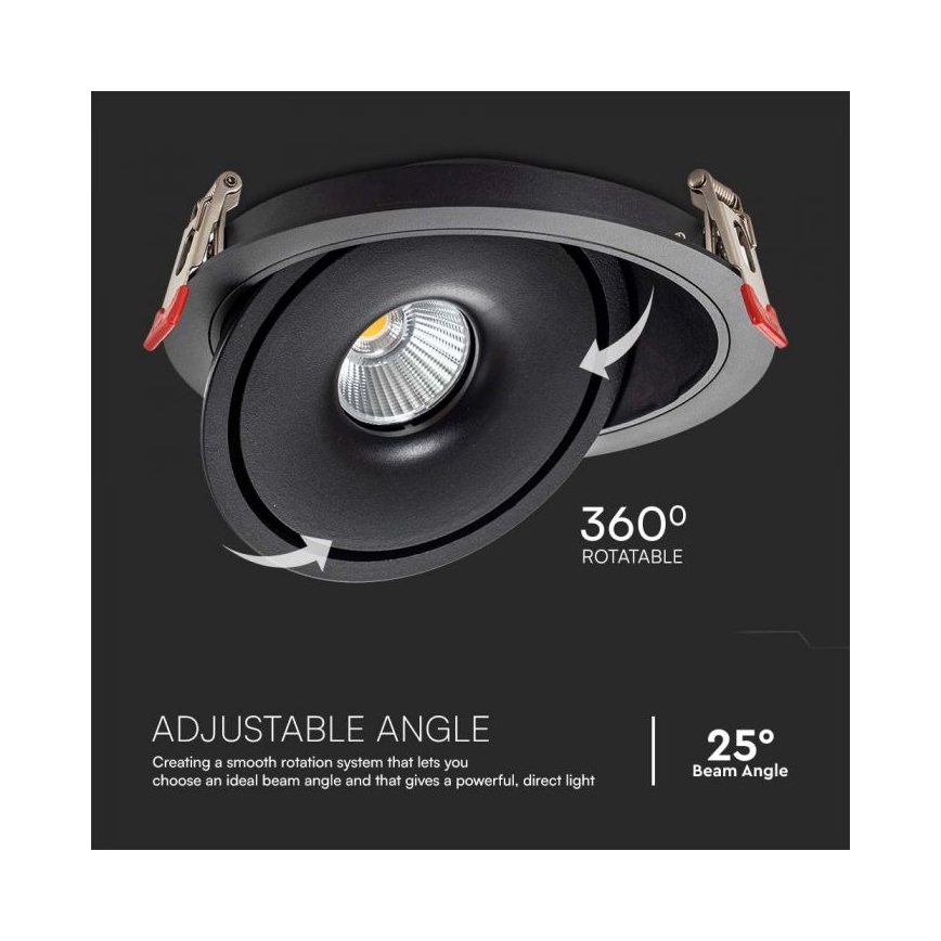 LED Einbaustrahler LED/20W/230V 3000/4000/6400K d 16,5 cm schwarz