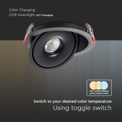LED Einbaustrahler LED/20W/230V 3000/4000/6400K d 16,5 cm schwarz