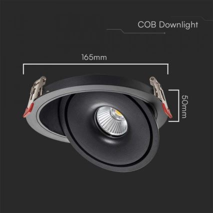 LED Einbaustrahler LED/20W/230V 3000/4000/6400K d 16,5 cm schwarz