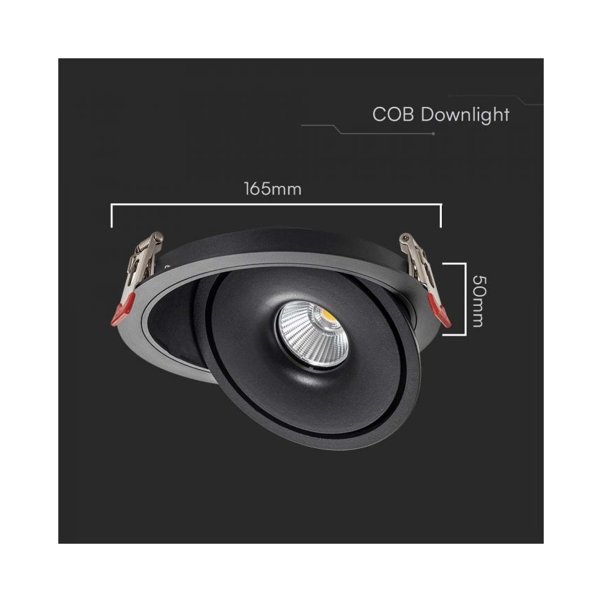 LED Einbaustrahler LED/20W/230V 3000/4000/6400K d 16,5 cm schwarz