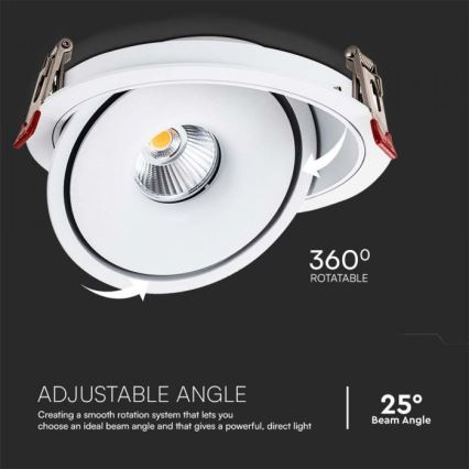 LED Einbaustrahler LED/20W/230V 3000/4000/6400K d 16,5 cm weiß