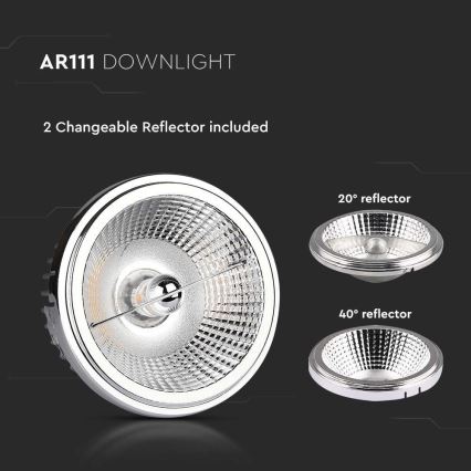 LED Einbaustrahler LED/20W/230V 4000K 40°/20° d 11 cm glänzendes Chrom