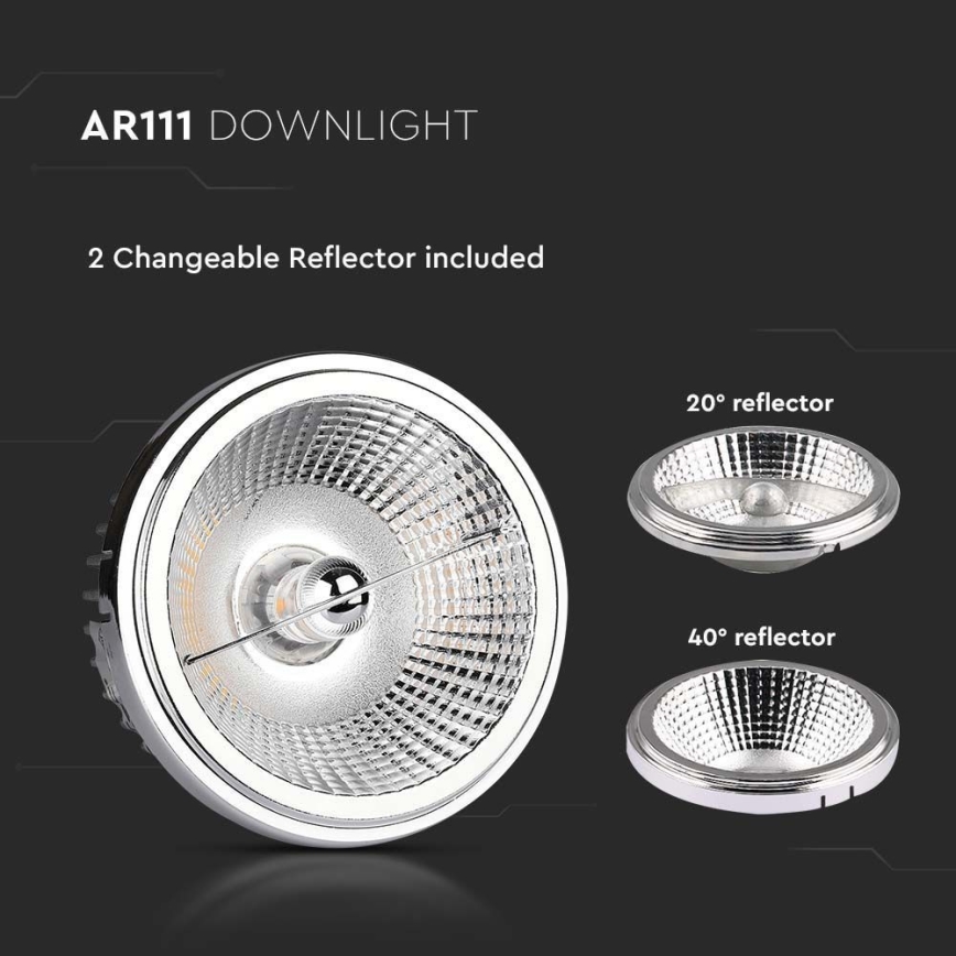 LED Einbaustrahler LED/20W/230V 4000K 40°/20° d 11 cm glänzendes Chrom