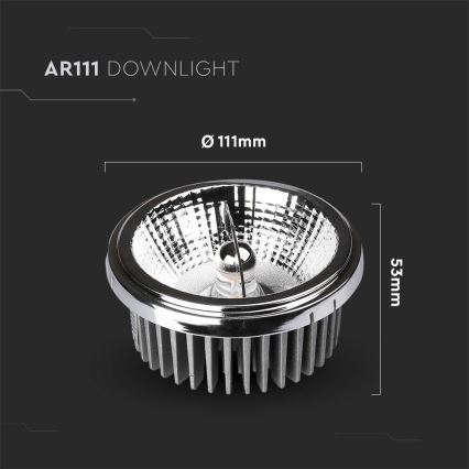 LED Einbaustrahler LED/20W/230V 4000K 40°/20° d 11 cm glänzendes Chrom