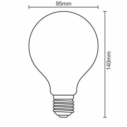 LED-Glühbirne WEISSER FILAMENT G95 E27/13W/230V 3000K