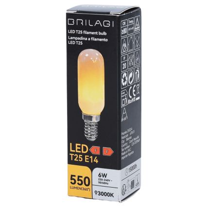 LED-Filamentlampe T25 E14/6W/230V 3000K - BRILAGI